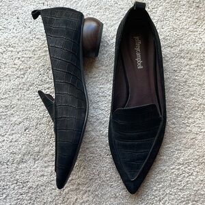 Jeffrey Campbell Viona Snake Alligator Loafer Round Wooden Heel Like New Size 9